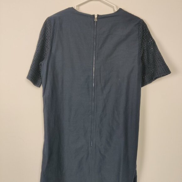 Gap Navy Blue Eyelet Short Sleeve Dress Tall Size 8 Bohemian Boho Cotton - Picture 8 of 10